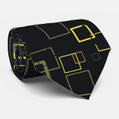 Retro Geel, Zwart Pop Vierkantjes Art Pattern Stro Stropdas (Opgerold)