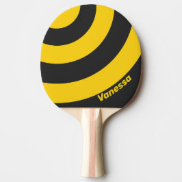 Retro Geeljas Drie Cirkel Streep met Naam Tafeltennisbatje