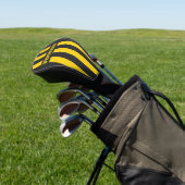 Retro Geeljas Drie Pin Strepen met Naam Golfheadcover (Insitu)
