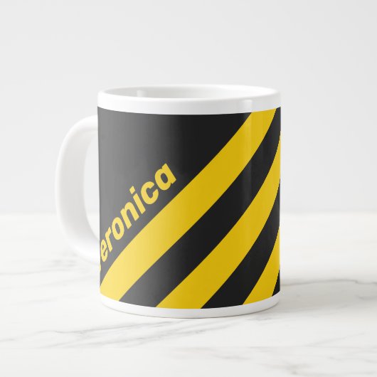 Retro Geeljas Drie Strepen met Naam Grote Koffiekop (Links)