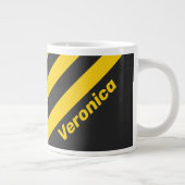 Retro Geeljas Drie Strepen met Naam Grote Koffiekop (Rechts)
