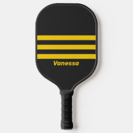 Retro Geeljas Drie Strepen met Naam Pickleball Paddle