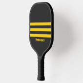 Retro Geeljas Drie Strepen met Naam Pickleball Paddle (Links)