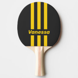 Retro Geeljas Drie Strepen met Naam Tafeltennisbatje