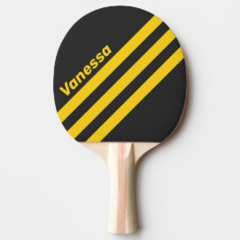 Retro Geeljasdriehoekige strepen met naam Tafeltennisbatje