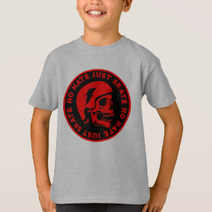 Retro geen haat alleen Schaats schedel T-shirt