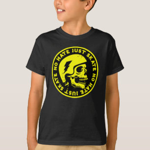 Retro geen haat alleen Schaats schedel T-shirt