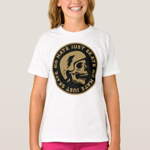 Retro geen haat alleen Schaats schedel T-shirt