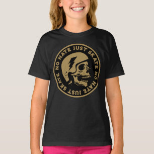Retro geen haat alleen Schaats schedel T-shirt
