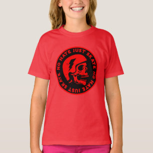 Retro geen haat alleen Schaats schedel T-shirt
