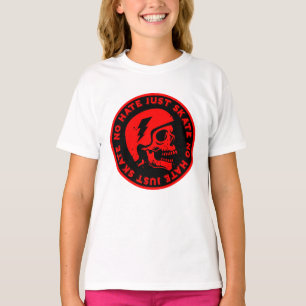Retro geen haat alleen Schaats schedel T-shirt