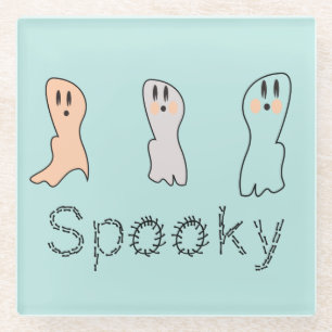Retro Geest Hand Lettering Griezelig Blauw Glazen Onderzetter