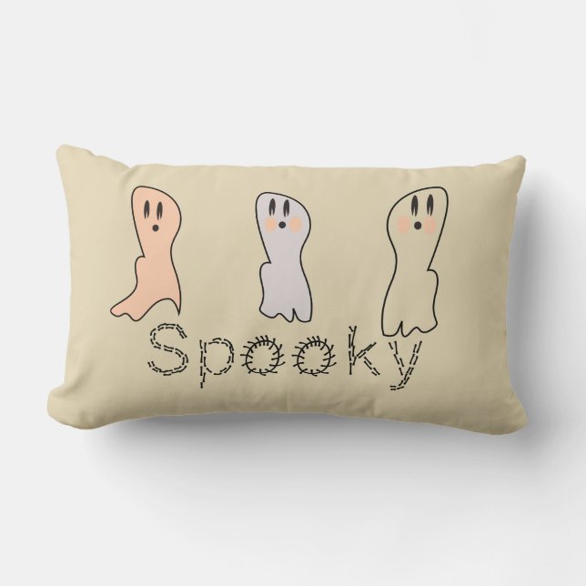 Retro Geest Hand Lettering Griezelige Tan  Kussen (Voorkant)