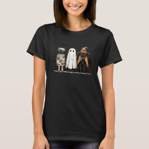 Retro Geest Zwarte Kat Heks Griezelen Halloween Po T-shirt