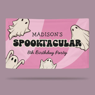 Retro Geesten Halloween Kinderverjaardagsfeestje Spandoek