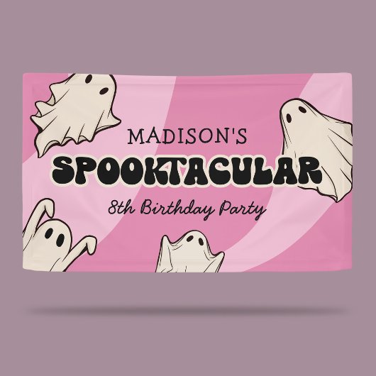Retro Geesten Halloween Kinderverjaardagsfeestje Spandoek