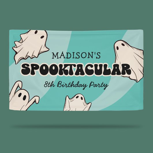 Retro Geesten Halloween Kinderverjaardagsfeestje Spandoek