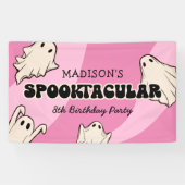 Retro Geesten Halloween Kinderverjaardagsfeestje Spandoek (Horizontaal)