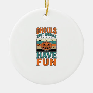 Retro geesten willen gewoon lol hebben Halloween T Keramisch Ornament