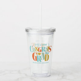 Retro Gefeliciteerd Afgestudeerde Afstuderen Zwart Acryl Drinkbeker