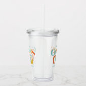 Retro Gefeliciteerd Afgestudeerde Afstuderen Zwart Acryl Drinkbeker (Rechts)