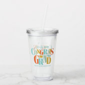Retro Gefeliciteerd Afgestudeerde Afstuderen Zwart Acryl Drinkbeker (Achterkant)