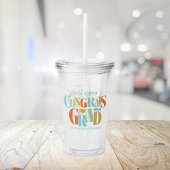 Retro Gefeliciteerd Afgestudeerde Afstuderen Zwart Acryl Drinkbeker