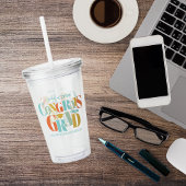 Retro Gefeliciteerd Afgestudeerde Afstuderen Zwart Acryl Drinkbeker