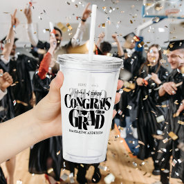 Retro Gefeliciteerd Geslaagd Afstuderen Zwart Acryl Drinkbeker