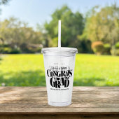 Retro Gefeliciteerd Geslaagd Afstuderen Zwart Acryl Drinkbeker