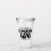 Retro Gefeliciteerd Geslaagd Afstuderen Zwart Acryl Drinkbeker (Achterkant)