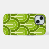 Retro gegradeerd Geometrisch ventilatorpatroon iPhone 15 Case (Achterkant horizontaal)
