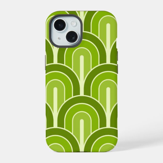 Retro gegradeerd Geometrisch ventilatorpatroon iPhone 15 Case (Achterkant)
