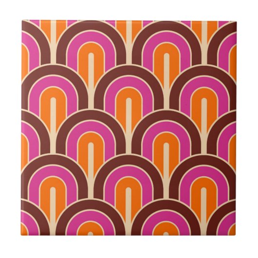 Retro gegradeerd Geometrisch ventilatorpatroon Tegeltje (Voorkant)