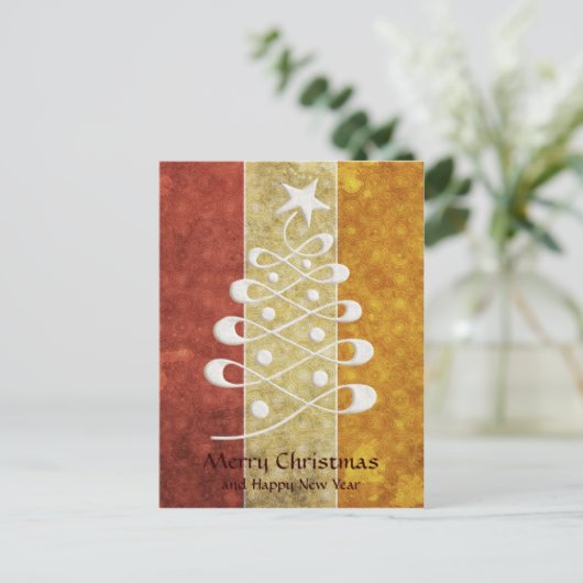 Retro gegraveerd kerstboom Briefkaart (Staand voorkant)