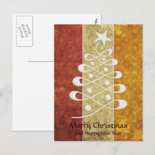 Retro gegraveerd kerstboom Briefkaart (Voorkant / Achterkant)