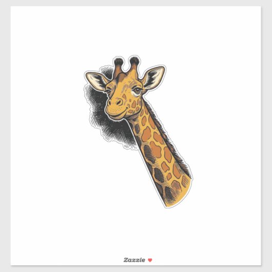 Retro Gegraveerd Mooie Giraffe Shirt Ontwerp_1 Sticker (Vel)