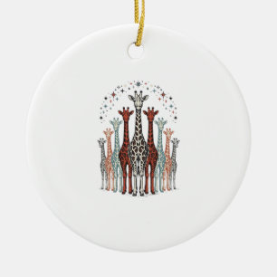 Retro gegraveerd ontwerp van een kudde giraffen vo keramisch ornament