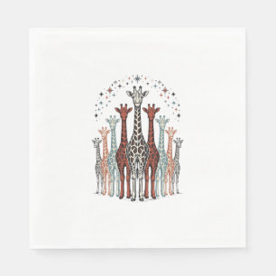 Retro gegraveerd ontwerp van een kudde giraffen vo servet