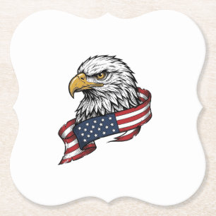 Retro Gegraveerde Adelaar Patriottisch Shirt Ontwe Kartonnen Onderzetters