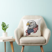 Retro Gegraveerde Adelaar Patriottisch Shirt Ontwe Kussen (Stoel)