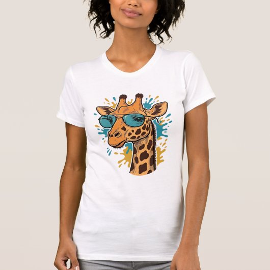 Retro Gegraveerde Coole Giraffe Zonnebril Shirt De (Voorkant)