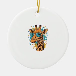 Retro Gegraveerde Coole Giraffe Zonnebril Shirt De Keramisch Ornament