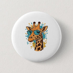 Retro Gegraveerde Coole Giraffe Zonnebril Shirt De Ronde Button 5,7 Cm