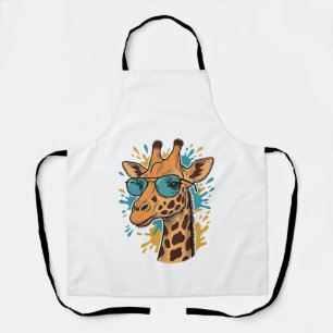 Retro Gegraveerde Coole Giraffe Zonnebril Shirt De Schort