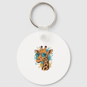 Retro Gegraveerde Coole Giraffe Zonnebril Shirt De Sleutelhanger