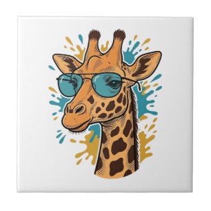 Retro Gegraveerde Coole Giraffe Zonnebril Shirt De Tegeltje