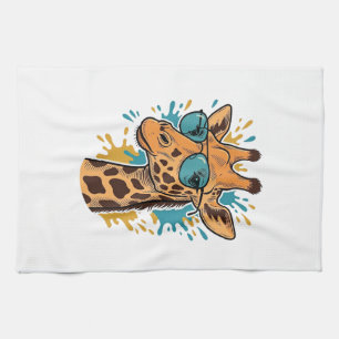 Retro Gegraveerde Coole Giraffe Zonnebril Shirt De Theedoek