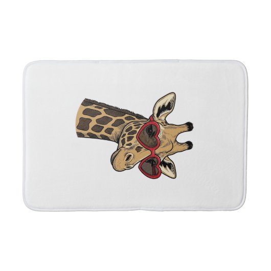 Retro gegraveerde giraffe hart zonnebril ontwerp_1 badmat (Voorkant)