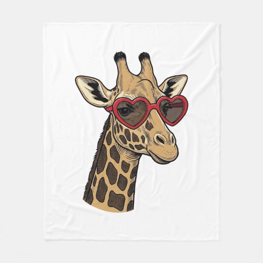 Retro gegraveerde giraffe hart zonnebril ontwerp_1 fleece deken (Voorkant)